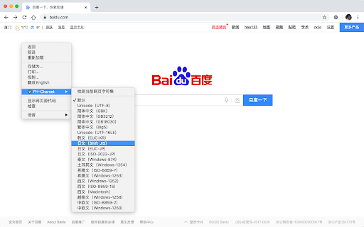 Charset screenshot