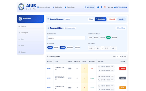 AIUB Portal+ screenshot