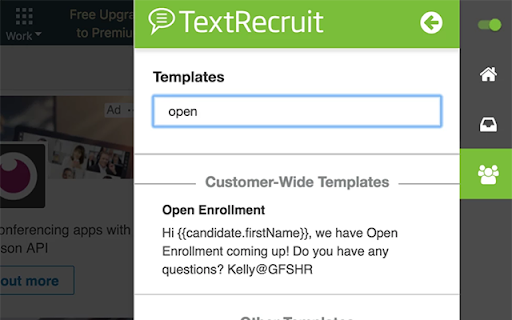 TextRecruit Extension screenshot