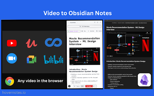 Obsidian AI Video Notes & Screenshots (YouTube, Udemy, etc) - HoverNotes screenshot