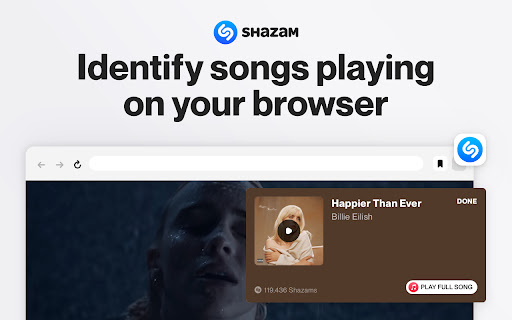 Shazam: Find song names from your browser screenshot