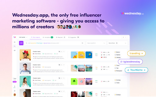 Influencer Analytics by Wednesday screenshot