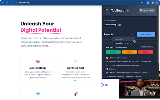 TabBoard screenshot