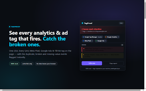 TagProof — Analytics & Pixel QA Inspector screenshot