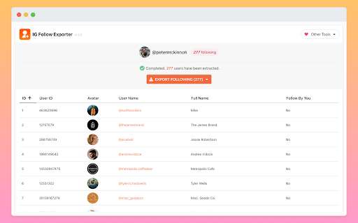 IGFollowExporter - Export Instagram Followers screenshot
