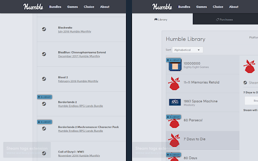 Steam tags for Humble Bundle screenshot