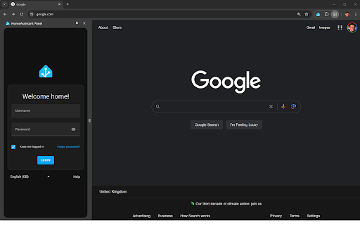 HomeAssistant Panel screenshot