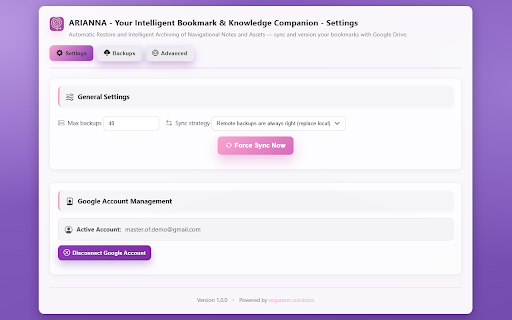 ARIANNA - Your Intelligent Bookmark Companion screenshot