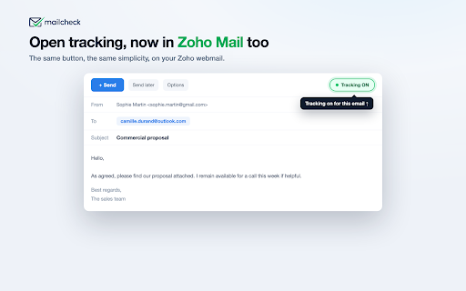 mailcheck, suivi d'ouverture d'e-mails screenshot