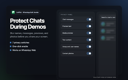 WhatsApp Bulk Sender & Privacy Guard screenshot