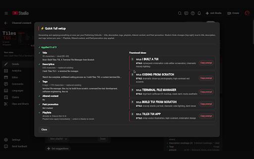 VidPro: AI Titles, Descriptions & Tags for YouTube screenshot