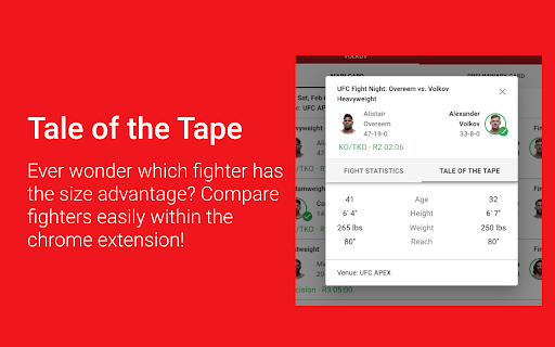 UFC Calendar screenshot