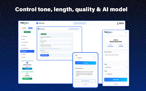 LinkedIn AI Comments & Connection Notes Generator - HappyInAI screenshot