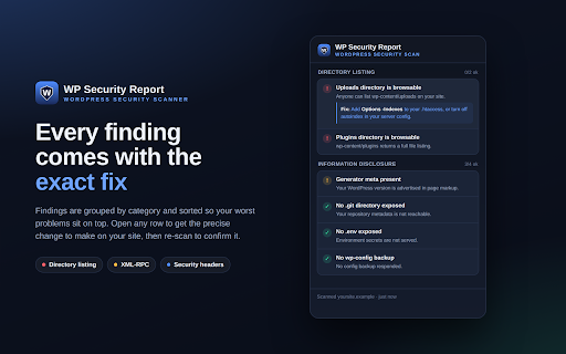 WP Security Report screenshot