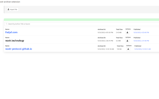 Nostr Web Archiver screenshot