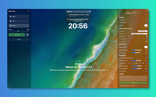 Nice NewTab | Minimalist new tabs and focused workbench screenshot