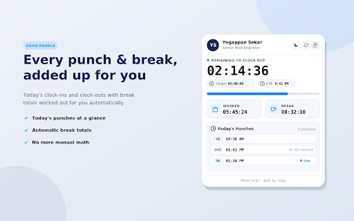 Zoho People Time Tracker screenshot