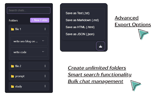DeepSeek Pro - Custom Prompts | Chat Export, Voice | Themes & Folders screenshot