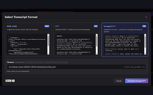 MS Teams Video & Transcript Downloader screenshot