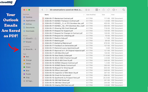 Save Outlook Emails as PDF by cloudHQ screenshot