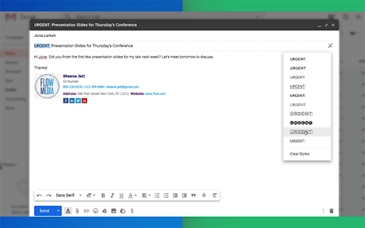 Formatted Email Subject Lines by cloudHQ screenshot