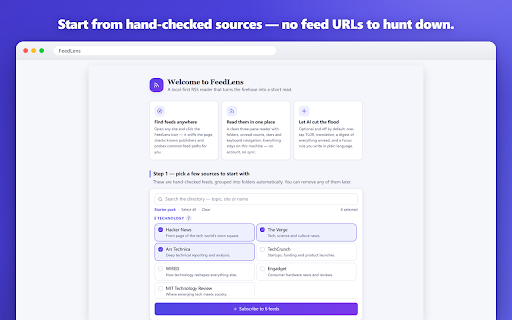 FeedLens — AI RSS Reader screenshot