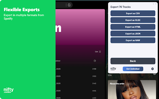 S-Music Scraper: Export Playlists, Artists, Tracks & More screenshot