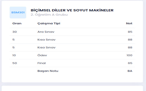 Sabis Not Hesaplayıcı screenshot