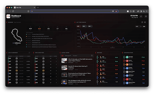 F1X: Live F1 Dashboard & Race Tracker - New Tab screenshot