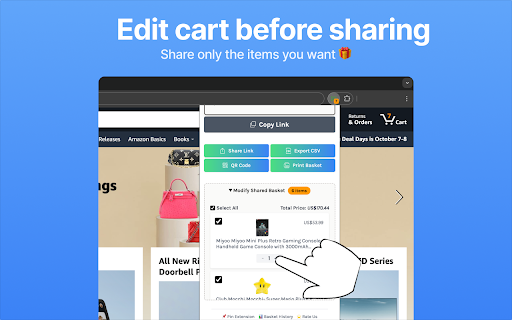 Share Amazon Cart screenshot