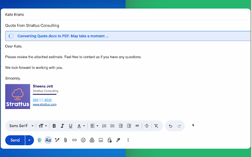 Attach Files as PDF screenshot