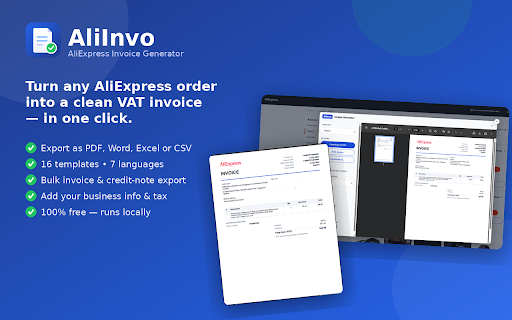 AliInvo - Aliexpress Invoice Generator screenshot