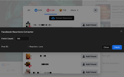 Reaction Exporter - Extract Like, Love, etc. screenshot