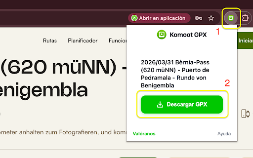 Komoot extension screenshot