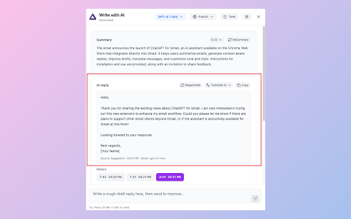 ChatGPT for Gmail — AI Email Assistant screenshot