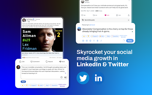 Replai – AI comments for LinkedIn/X (Twitter) screenshot