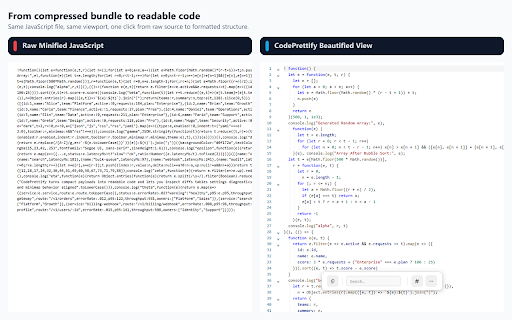 CodePrettify: JS, JSON, CSS & RSS Formatter screenshot