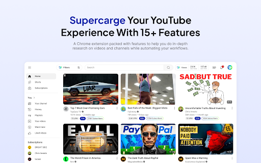 Nexlev YouTube Research & Analytics screenshot