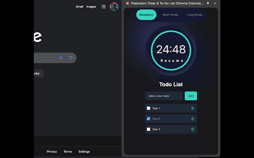 Pomodoro Timer & To-Do List Chrome Extension – Boost Focus & Productivity screenshot