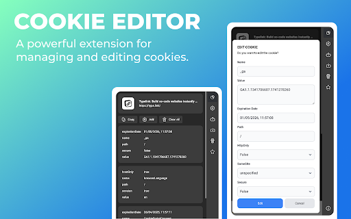 Cookie Editor screenshot