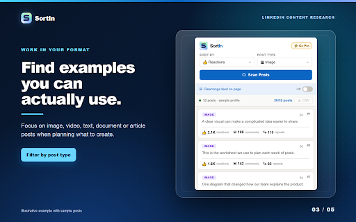 SortIn: Sort LinkedIn Posts by Likes & Comments screenshot