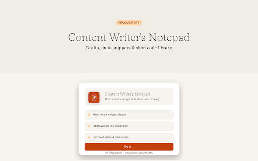 Writer's Notepad screenshot