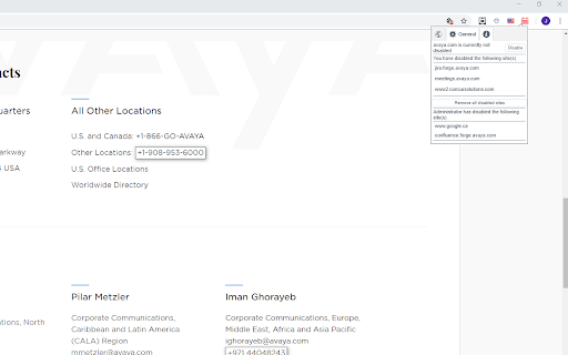Avaya Browser Extension screenshot