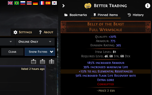Better PathOfExile Trading screenshot