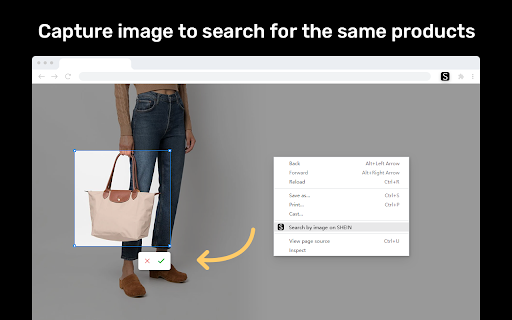 AiPrice(AliPrice) Search by image for Shein screenshot