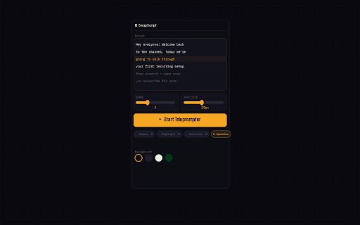 SnapScript — Browser Teleprompter screenshot