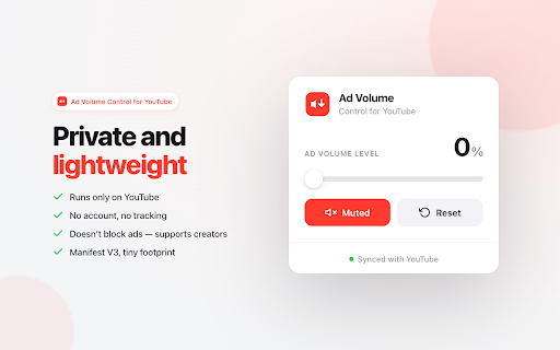 Ad Volume Control for YouTube screenshot
