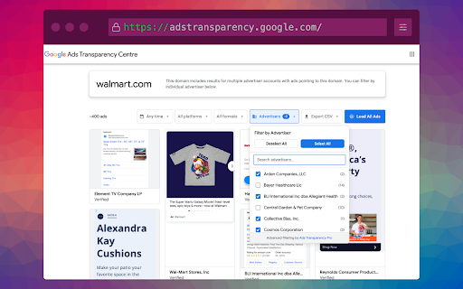 Google Ads Transparency Pro screenshot