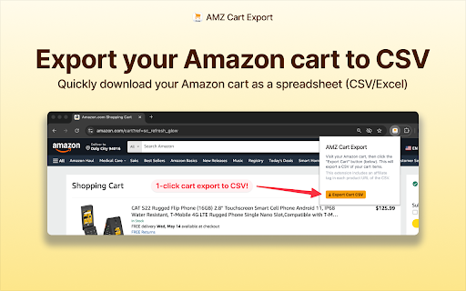 AMZ Cart Export: Export your Amazon cart to CSV screenshot
