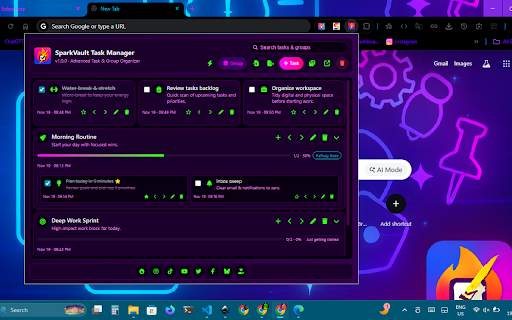 SparkVault Task Manager screenshot